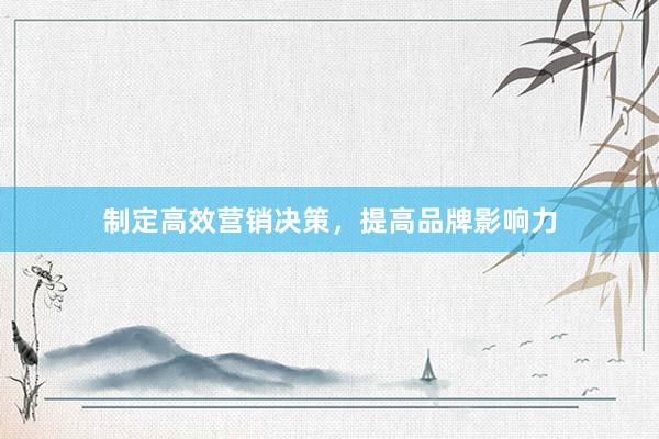 制定高效营销决策，提高品牌影响力